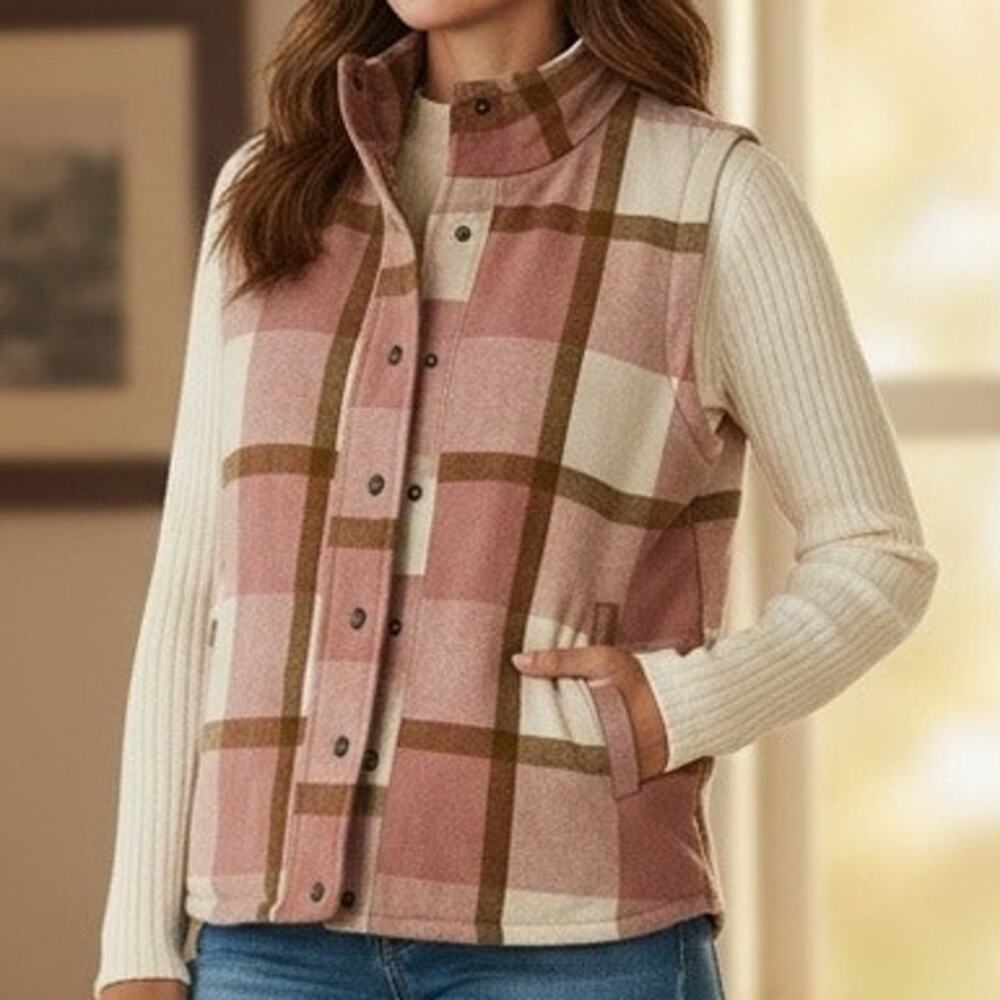 Canyon Guide Outfitters‎ Womens Wool Blend Pink Brown Plaid  Size XL